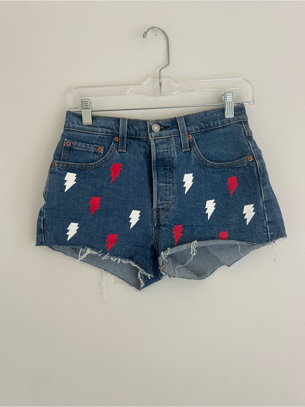 Denim Lightning Bolt High-Rise Women’s Shorts - Blue